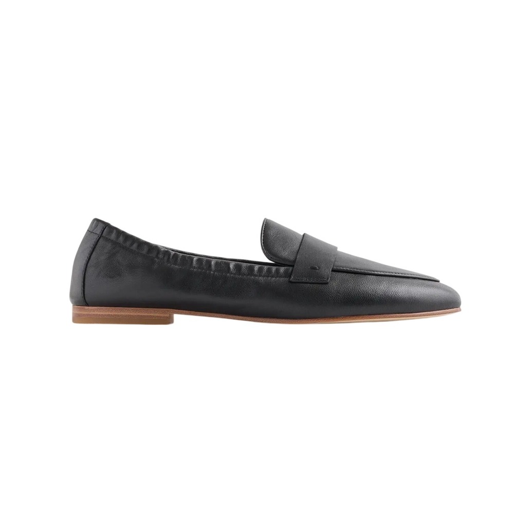 Quince Italian Leather Loafers 8 Black Elastic Heel Penny Loafer Minimalist